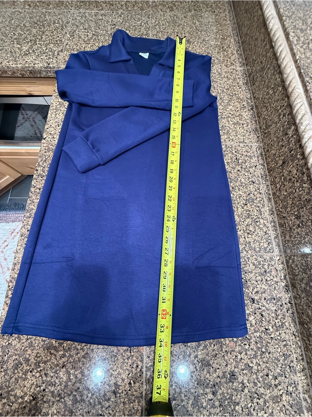NWOT Classic Navy Long-Sleeve Polo V-Neck Dress - Picture 5 of 7
